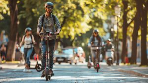 patinetes eléctricos en el parque