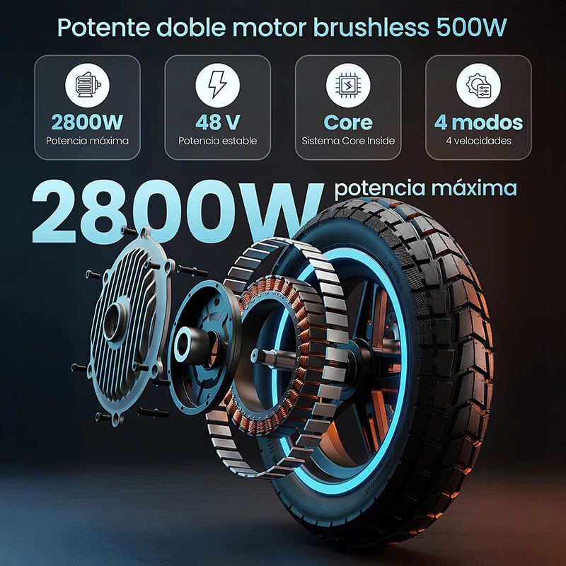 Motor, rueda y suspensión del SMARTGYRO Rockway GT DUAL